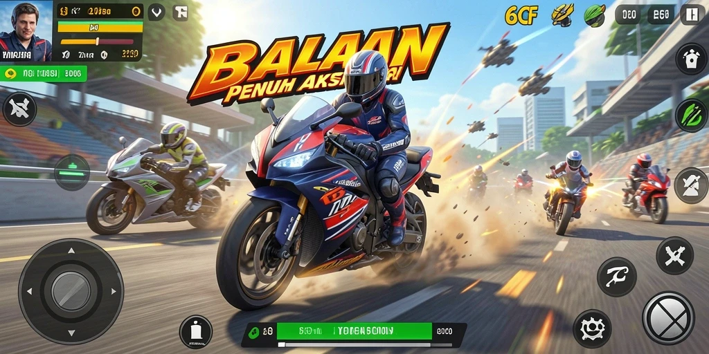 Gameplay seru balapan motor di 6CF yang menegangkan.