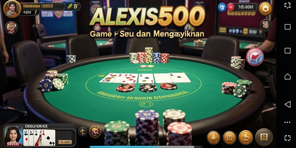 Tampilan gameplay ALEXIS500 dengan suasana poker yang mendebarkan.