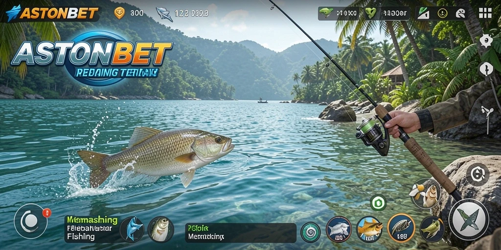 Screenshot gameplay ASTONBET yang menunjukkan aksi memancing yang seru.