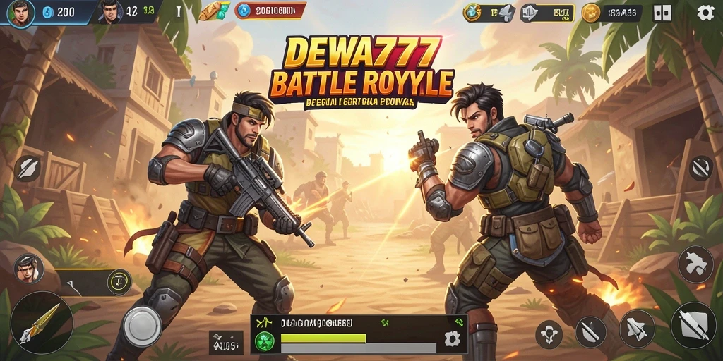 Tampilan aksi seru dalam DEWA777 di arena Battle Royale.