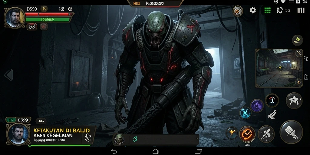 Screenshot gameplay menegangkan di DS99 dengan suasana Horror.