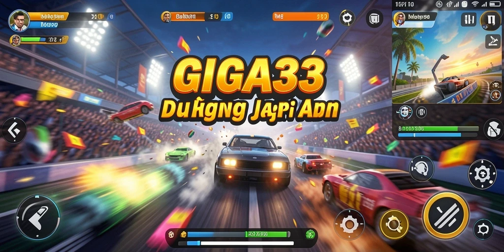 Gameplay GIGA33 yang mendebarkan di lintasan balap.