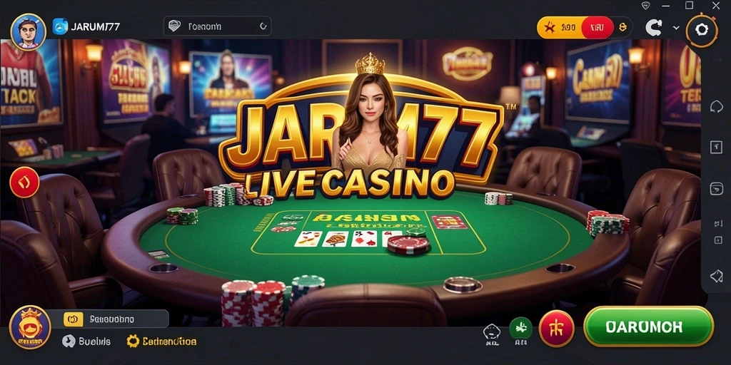 Screenshot utama JARUM77 menampilkan gameplay Live Casino yang menarik.