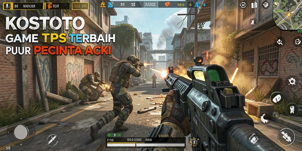 Screenshot gameplay KOSTOTO menampilkan aksi seru dalam TPS.