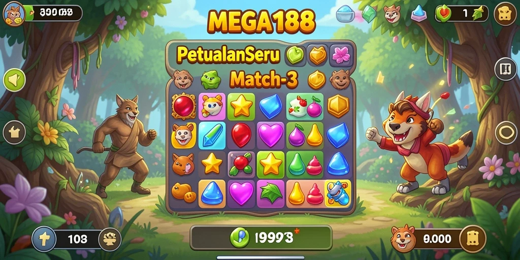 Tampilan gameplay seru dari MEGA188 dengan banyak tantangan.