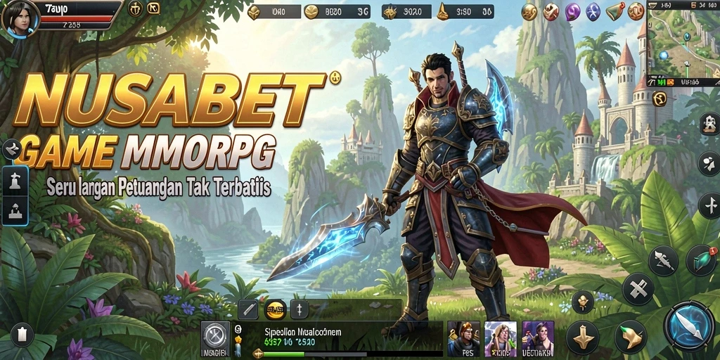 Tangkapan layar NUSABET menampilkan aksi pertempuran seru dalam MMORPG.