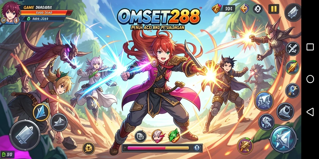 Screenshot gameplay OMSET288 menampilkan aksi seru dan karakter Anime.