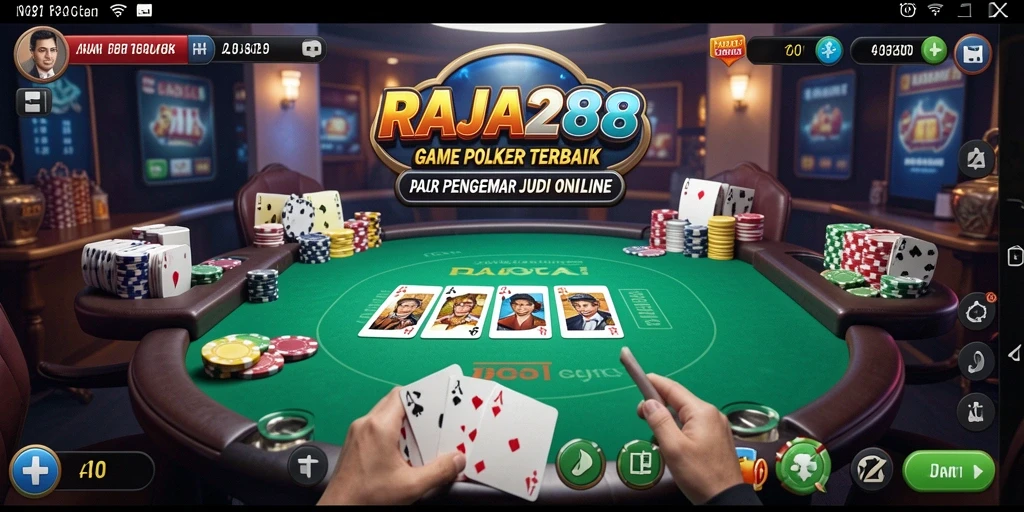 Tampilan gameplay Poker RAJA288 yang menarik dan interaktif.