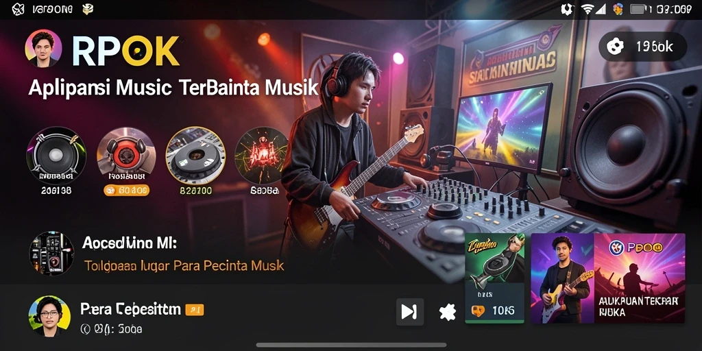 Tampilan screenshot utama RPOK yang menunjukkan berbagai fitur musik menarik.